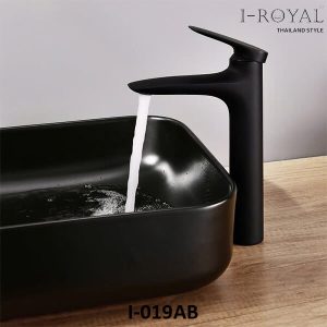 VÒI LAVABO NÓNG LẠNH ĐỒNG THAU MẠ ĐIỆN ĐEN I-ROYAL I-019AB 4